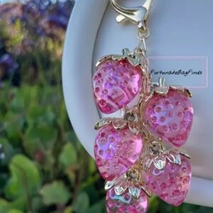 YNS Generic Pink Strawberry Charm with Gold Accents